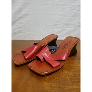 Gama Studios Italian Red Leather Wedge Sandal Shoes Size 6